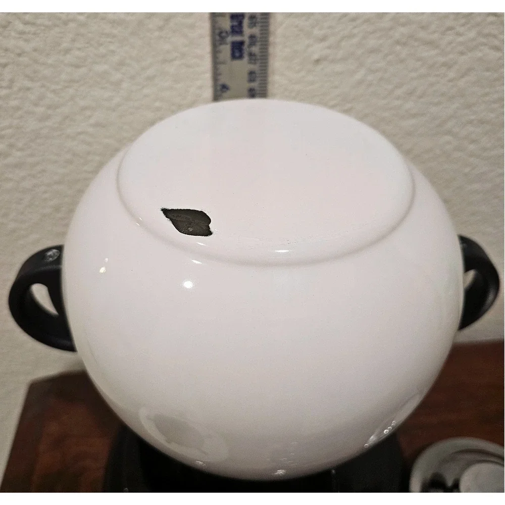 Vintage Roshco Enamel 10 Piece Fondue Set White Black Mid Century Retro Kitchen